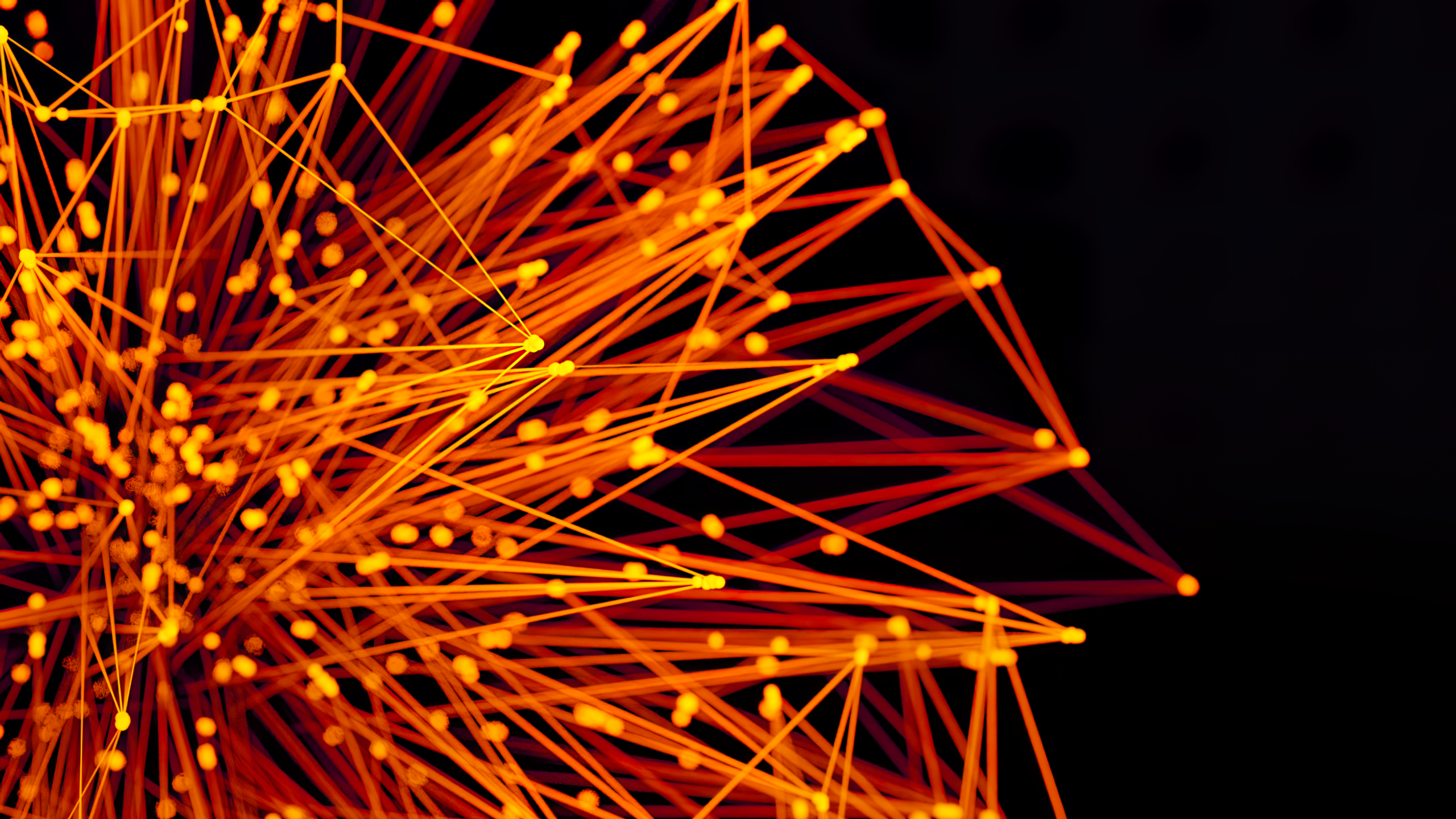 Lignes et points orange formant un réseau abstrait